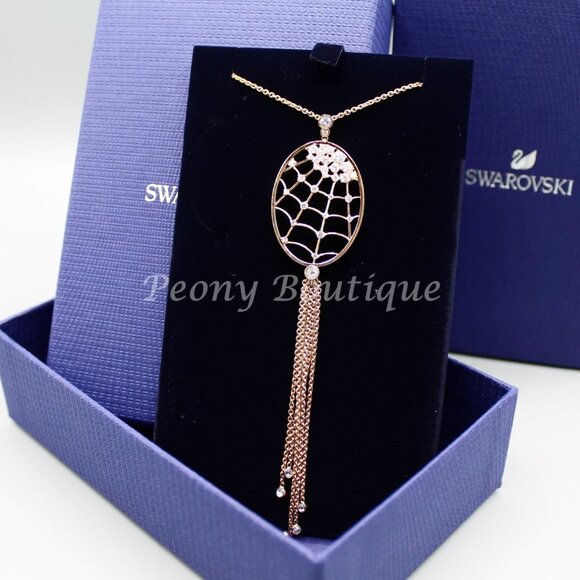 Swarovski 5499887 necklace jewelry spider web rose gold oval adjustable - Picture 3 of 11